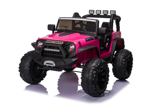 24V Jeep Rose - Powerful and Stylish Electric Ride-On with Remote Control, MP3 Player, LED Lights, and Adjustable Seat for Kids - Pink, Size Options