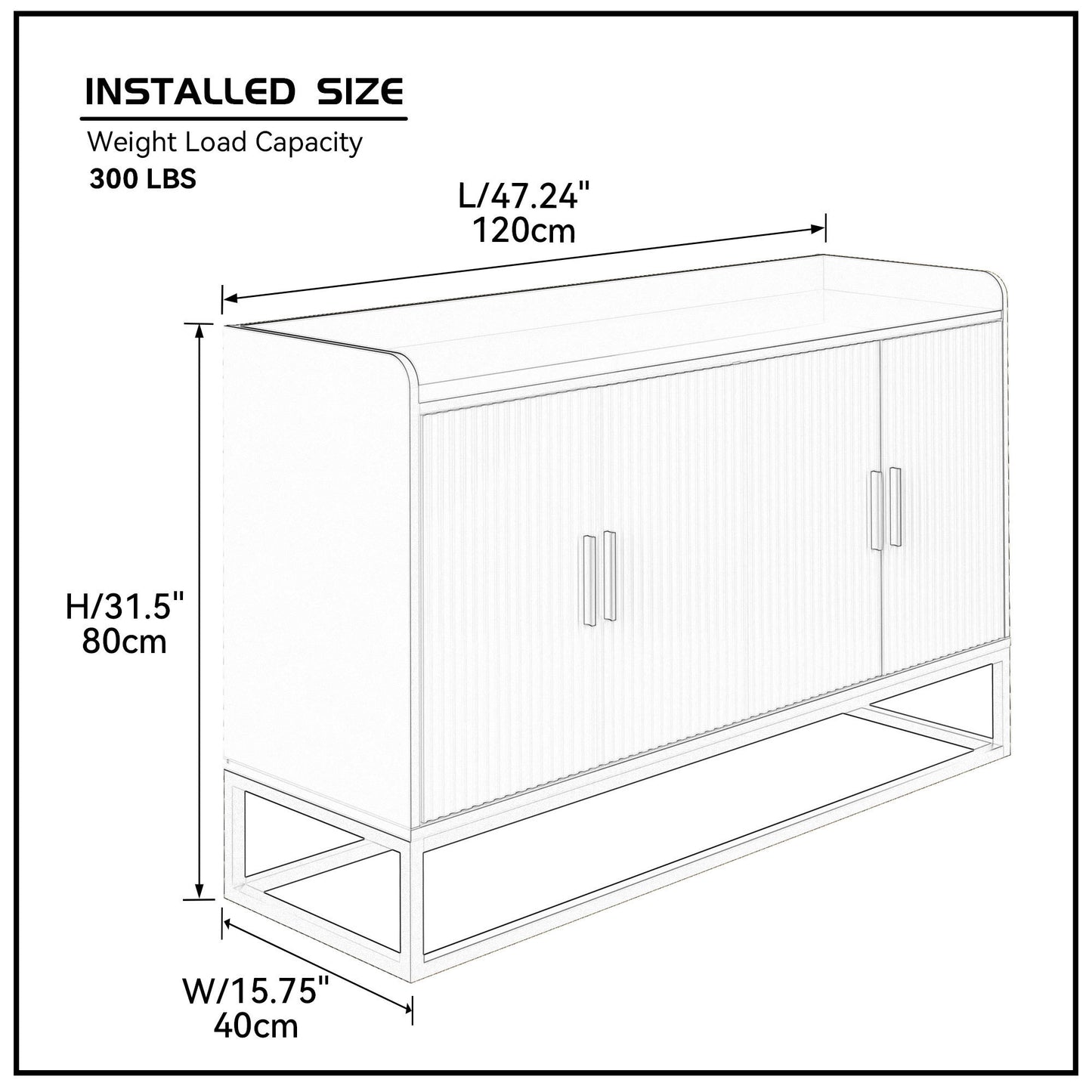 Modern Kitchen Buffet Storage Cabinet Cupboard - White Gloss with Metal Legs - Ideal for Living Room and Kitchen - Sleek Design - Various Sizes Available