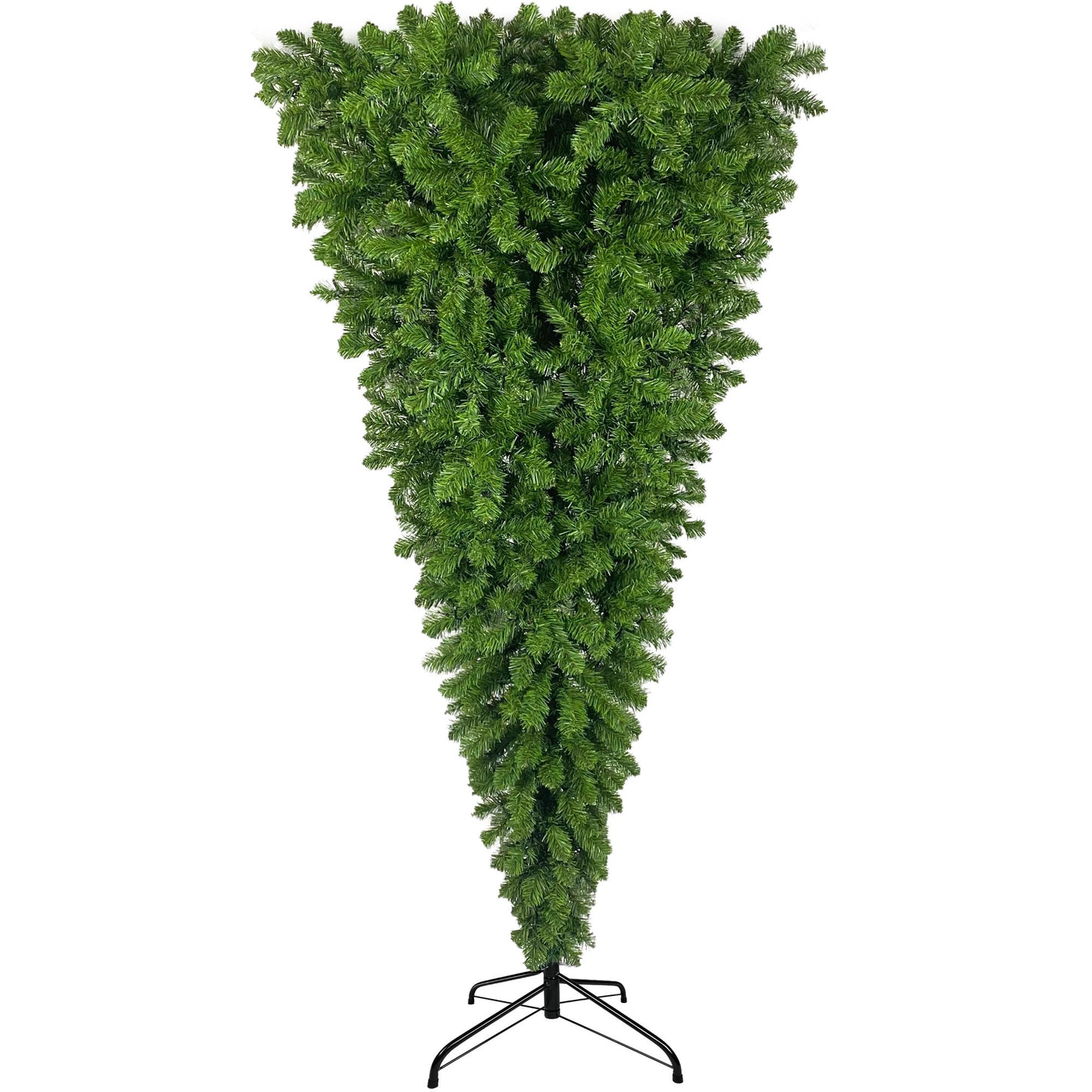 Upside Down Green Christmas Tree, 6ft w/1,000 Lush Branch Tips, 360 LED Lights X-mas - LED Warm White Lights, Reinforced Metal Base & Easy Assembly