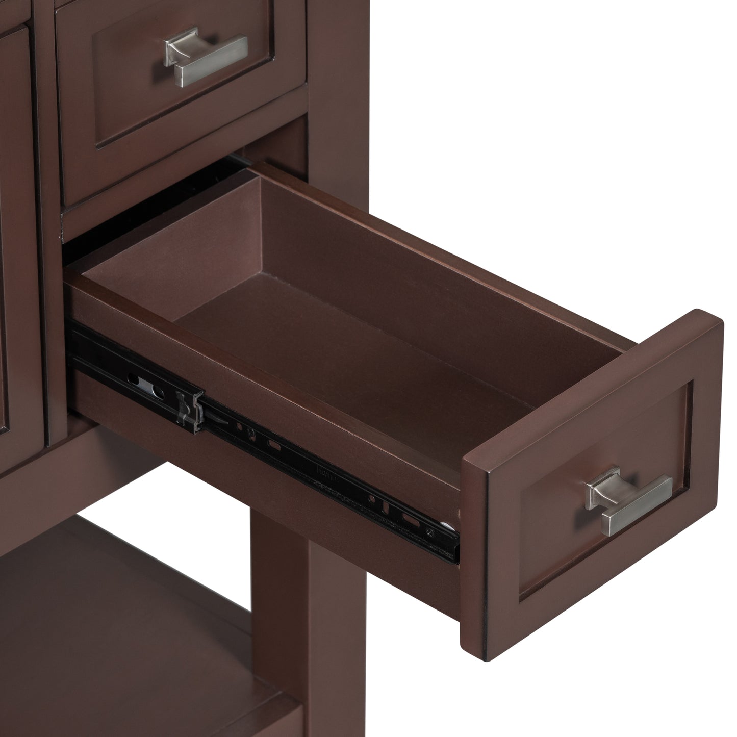 36'' Bathroom Vanity with Top Sink, Modern Storage Cabinet, Soft Closing Doors & 6 Drawers, Brown MDF Material