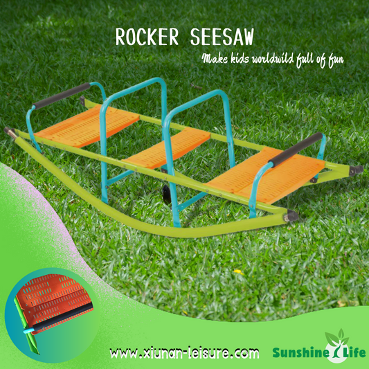 High Quality Kids Seesaw Playground Equipment - Outdoor Children Rocker, Blue/Green, Steel Tube - Ages 3+