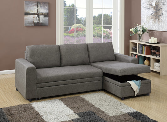 Convertible Sectional Sofa with Pull Out Bed, Storage Chaise, Reversible Design - Ash Black Color - Lounge in Style with this Versatile Sectional Sofa - Ideal for Living Rooms - Quality Living Room Furniture