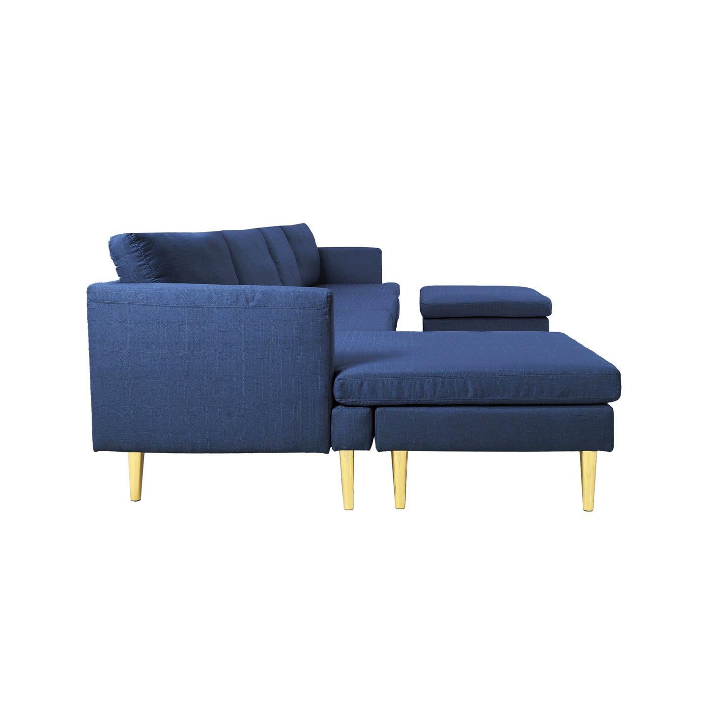 Modern Convertible Sectional Sofa Blue Polyester - Versatile and Stylish Furniture for Your Living Space