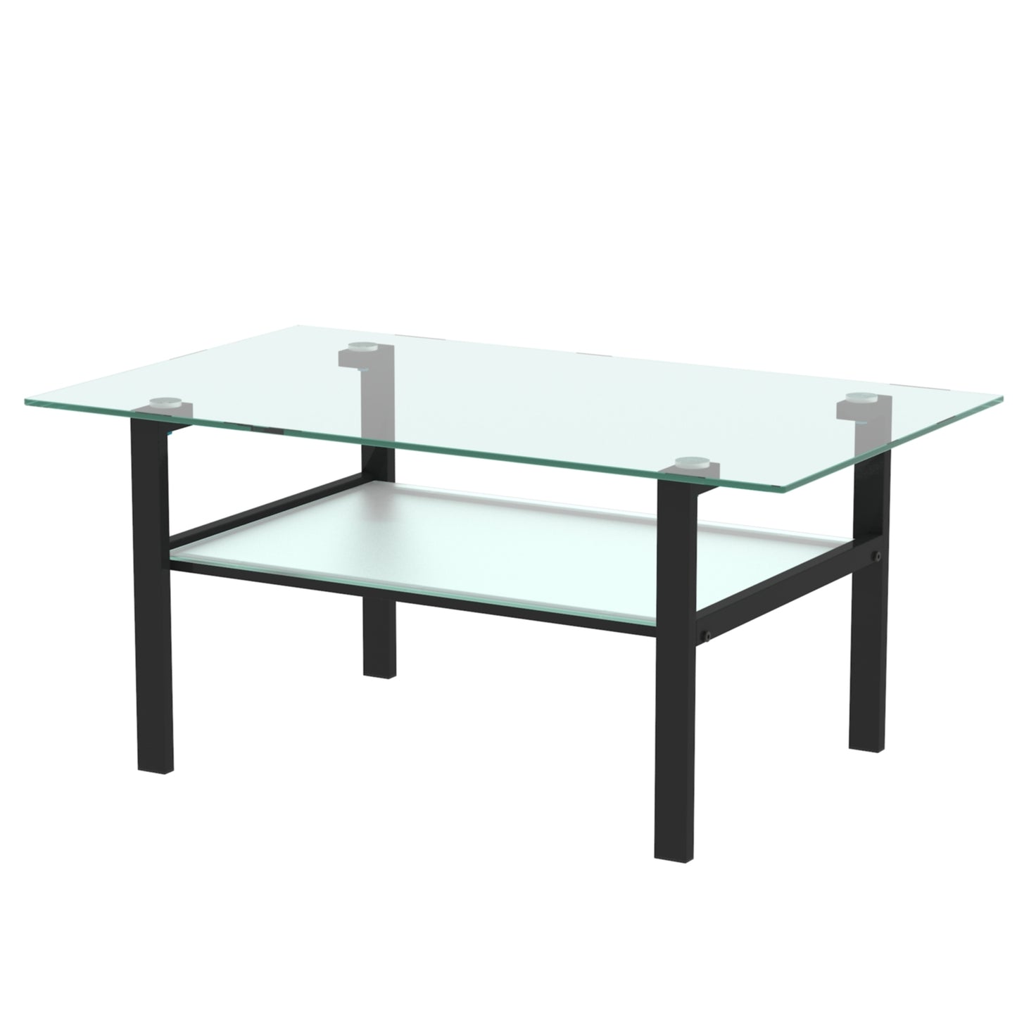 Transparent Glass Black Coffee Table - Modern Simple Living Room Side Center Table - Sleek Design, Versatile Size