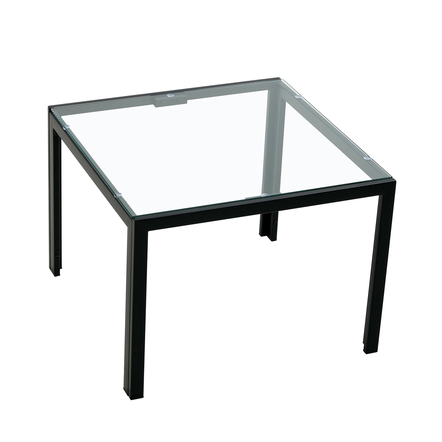 Nesting Coffee Table Set of 2, Square Modern Stacking Table with Tempered Glass Finish for Living Room, Transparent - Sleek and Space-Saving Furniture with Contemporary Design.