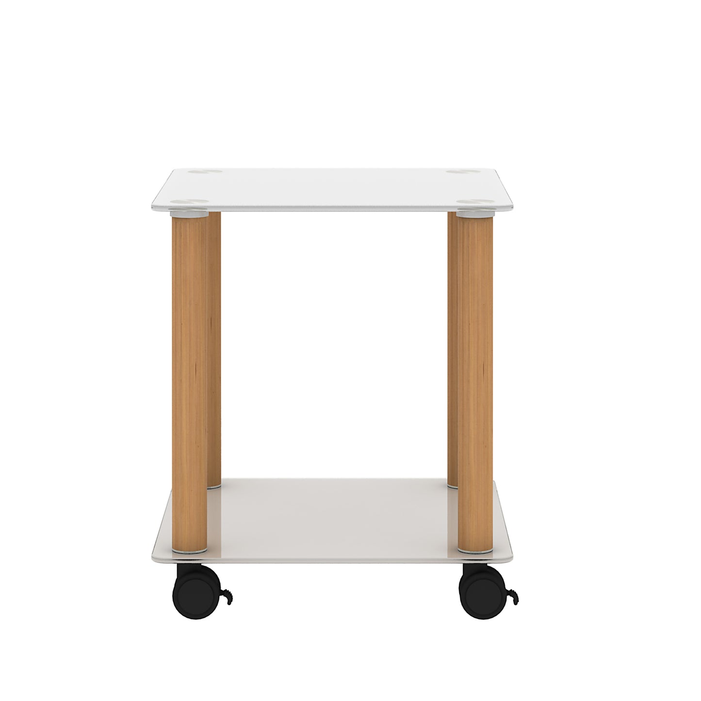 2-Piece White+Oak Side Table: Modern 2-Tier Space End Table with Storage Shelve for Sofa, Bedside or Living Room - Stylish, Sturdy Design (White+Oak, 2-Tier)