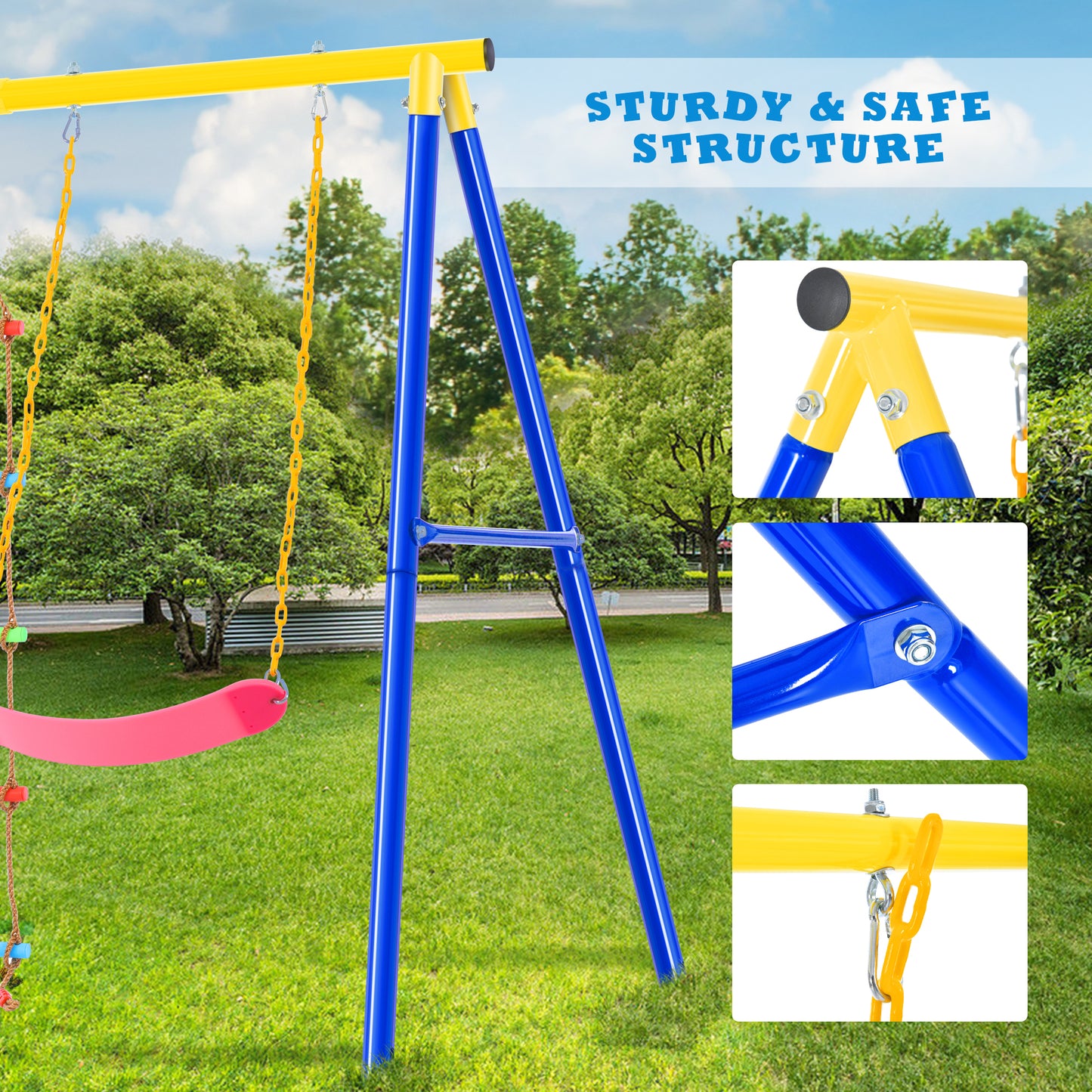 Outdoor Toddler Swing Set for Backyard - Playground Swing Sets with Climbing Ladder - Swing and Climbing Playset for Kids - Durable and Safe - Ideal for Active Outdoor Play - Suitable for Ages 1-5 - Available in Various Colors and Sizes