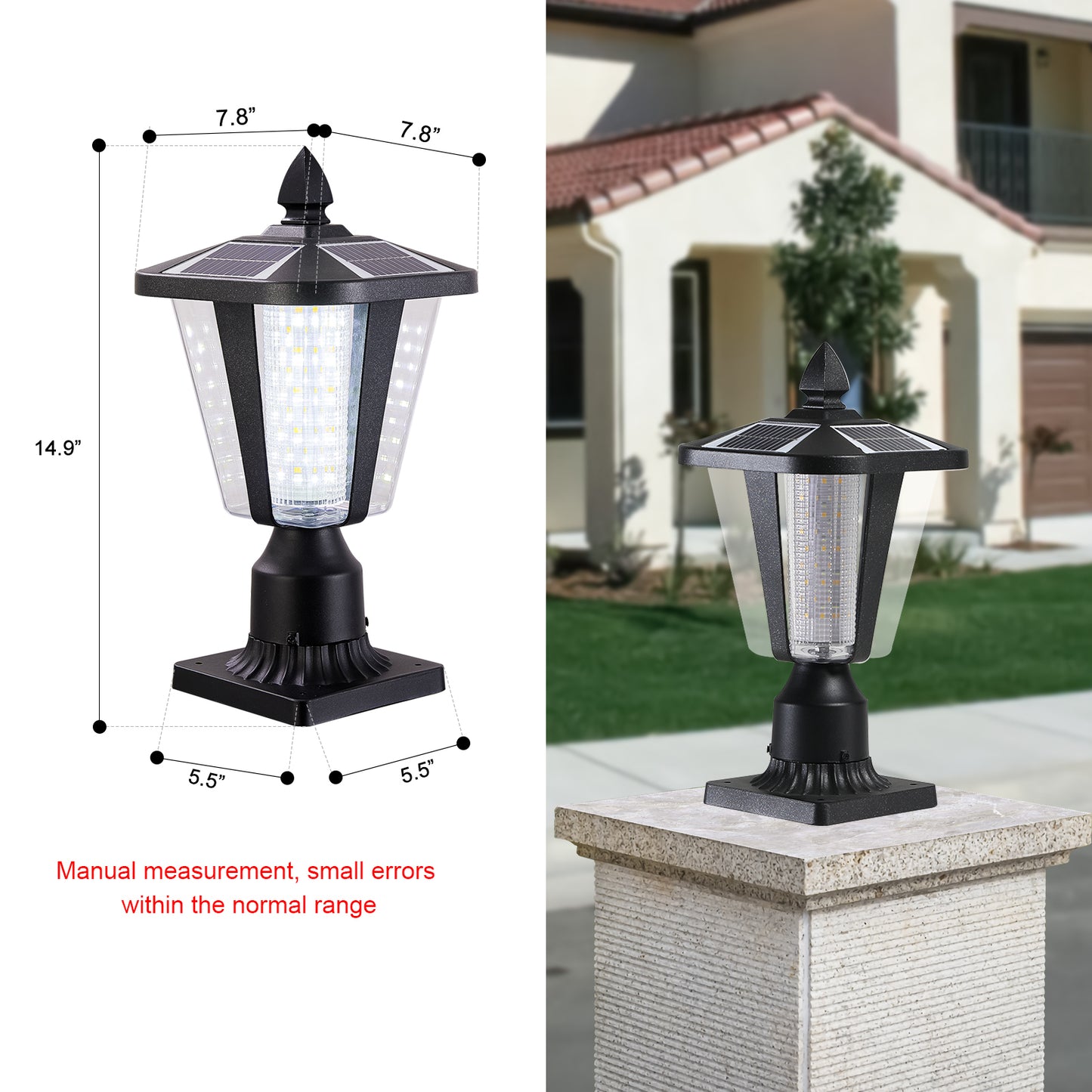 Solar Column Headlights with Dimmable LED - Efficient Outdoor Lighting Solution for Increased Visibility and Style