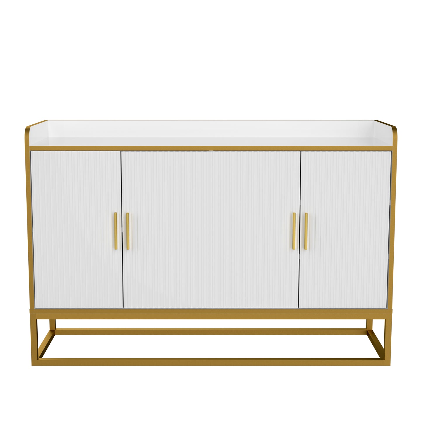 Modern Kitchen Buffet Storage Cabinet Cupboard - White Gloss with Metal Legs - Ideal for Living Room and Kitchen - Sleek Design - Various Sizes Available