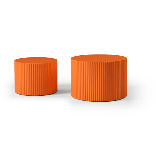 MDF Nesting Table Set of 2, Handcrafted Round Coffee Table for Living Room/Leisure Area, Orange