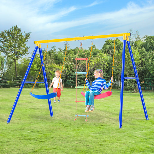 Outdoor Toddler Swing Set for Backyard - Playground Swing Sets with Climbing Ladder - Swing and Climbing Playset for Kids - Durable and Safe - Ideal for Active Outdoor Play - Suitable for Ages 1-5 - Available in Various Colors and Sizes