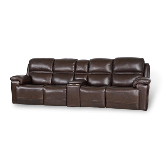 Timo Top Grain Leather Power Reclining Sofa | Console | Adjustable Headrest | Big Size | Cross Stitching | Various Colors