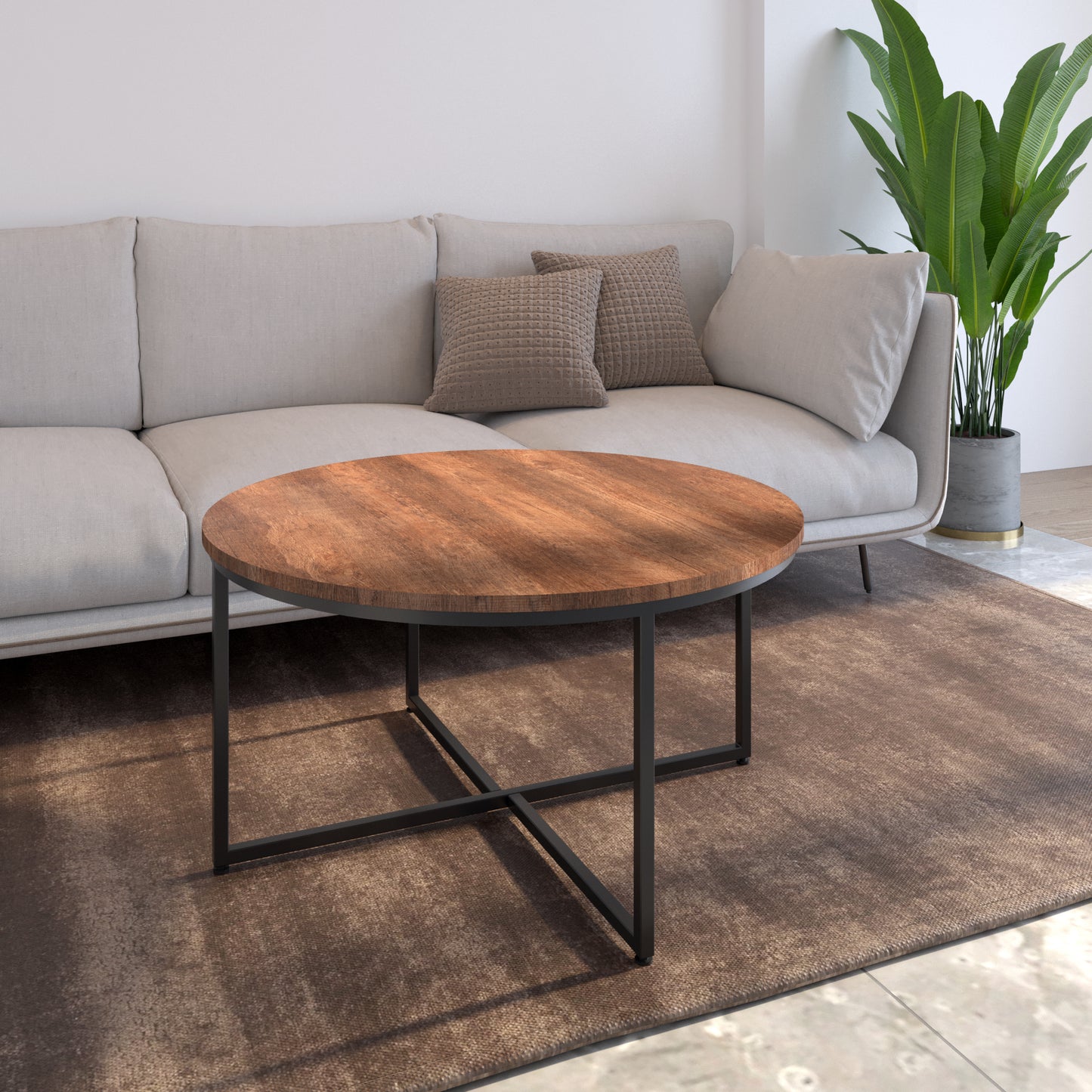 Round Coffee Table: Stylish Wood Design, Perfect for Small Spaces, Available in Multiple Colors and Sizes