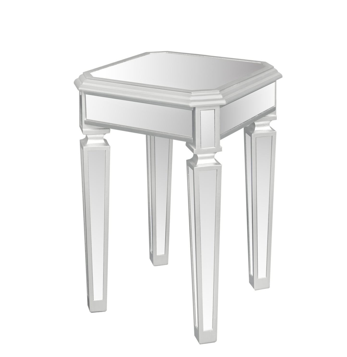 ON-TREND Modern Glass Mirrored End Table with Versatile Design, Easy Assembly Side Table, Luxury Exterior, Sleek Corner Table with Adjustable Legs for Living Room, Bedroom, Silver