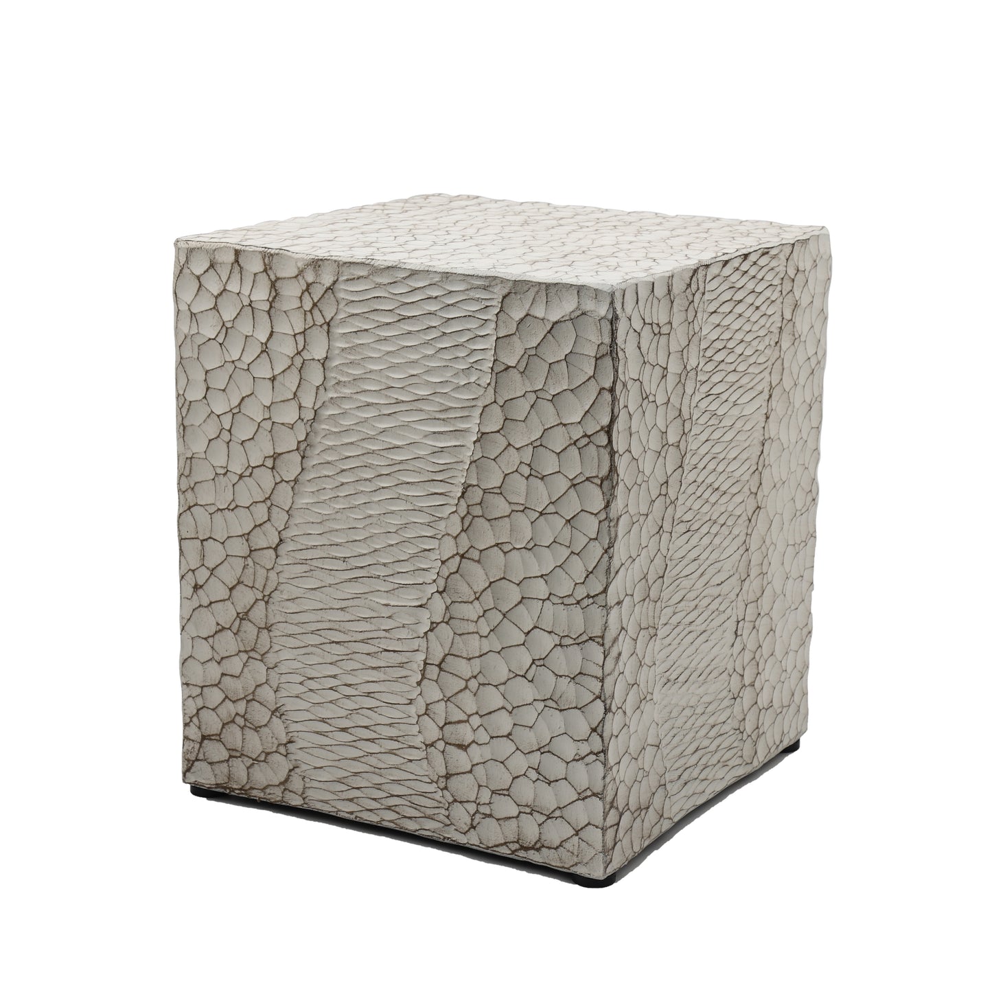 Outdoor Faux Wood Stump Side Table - Coffee/End/Accent Table Square White - Durable & Stylish Furniture Piece for Your Outdoor Space.