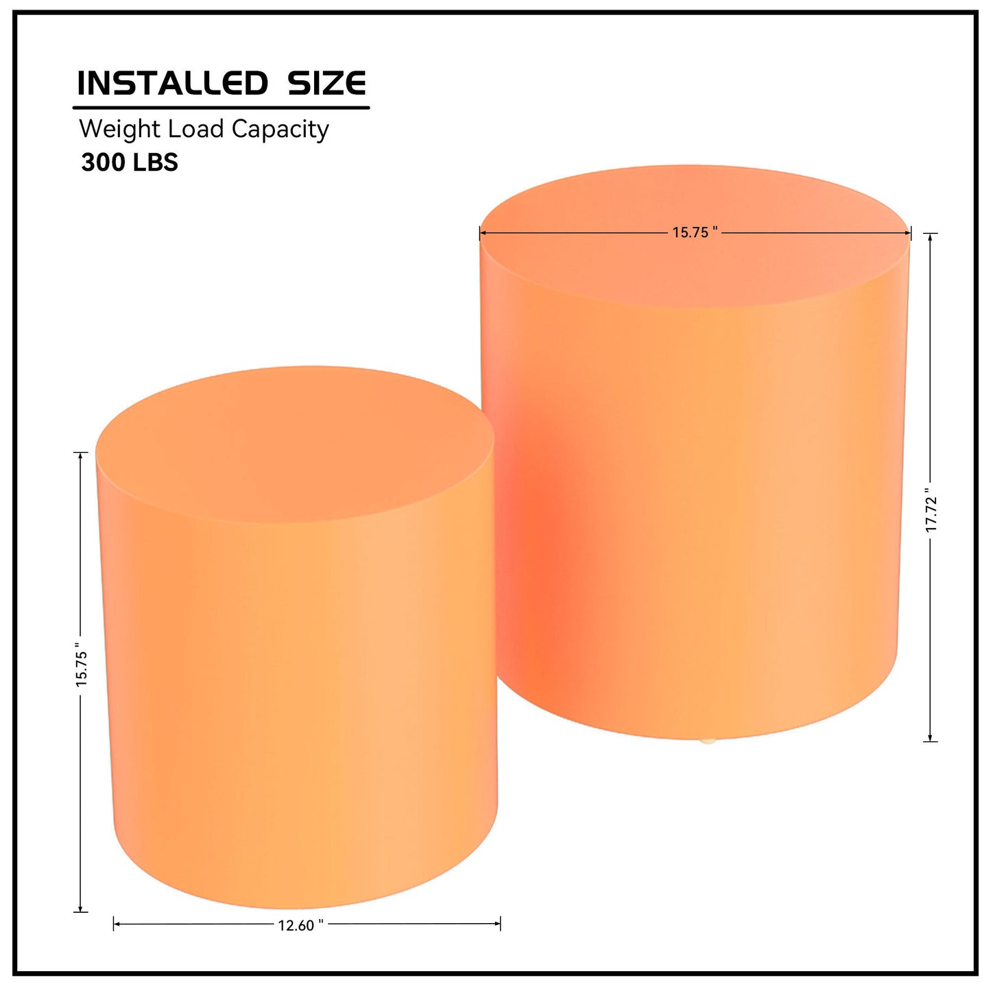 Upgrade MDF Nesting Table Set of 2: Multifunctional for Living Room, Small Space, Goods Display - Bright Orange