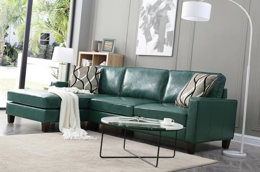 Turquoise Sectional Sofa with Detachable Seat & Espresso Wood Legs - Velcro Closure, Comfortable, Stylish - Various Sizes