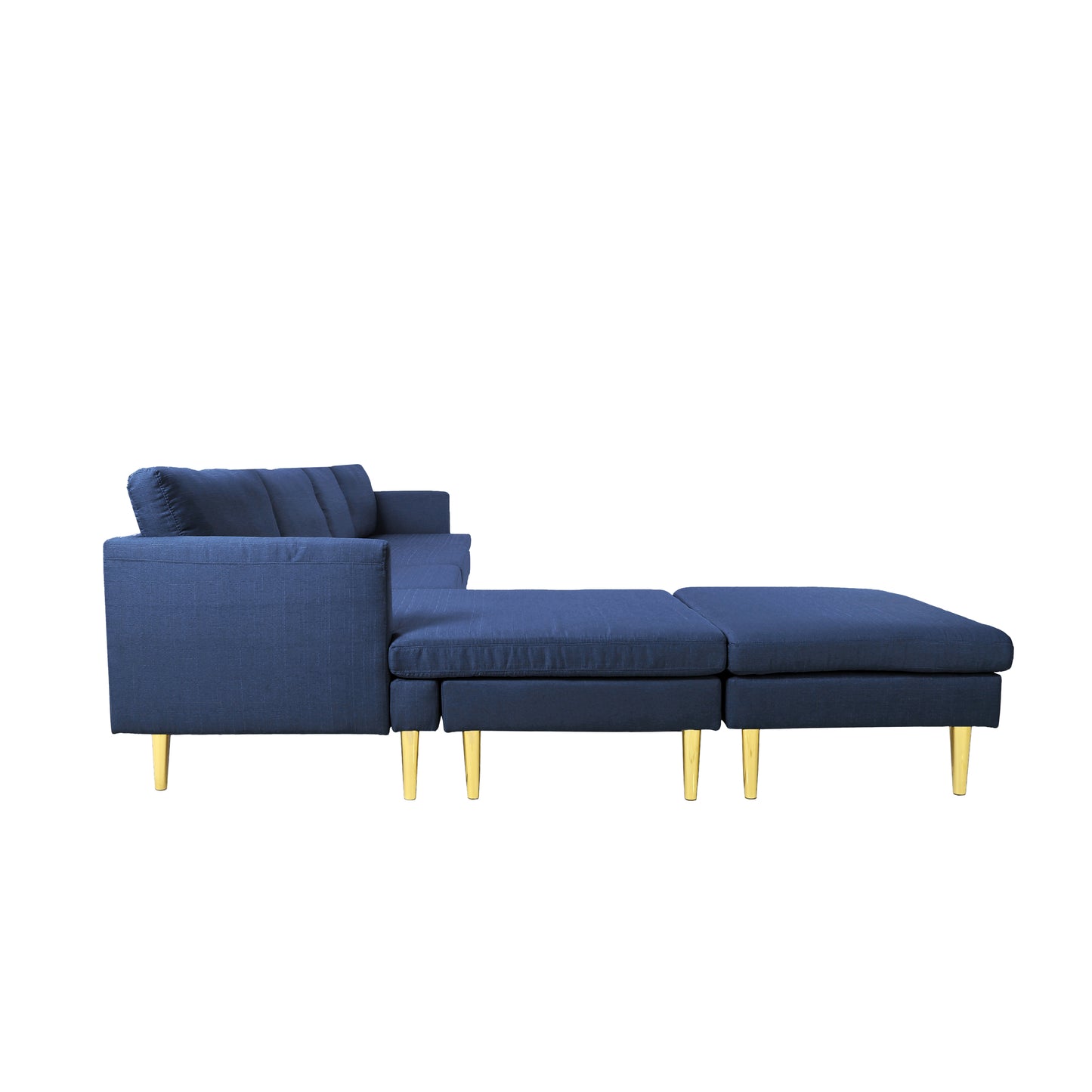 Modern Convertible Sectional Sofa Blue Polyester - Versatile and Stylish Furniture for Your Living Space