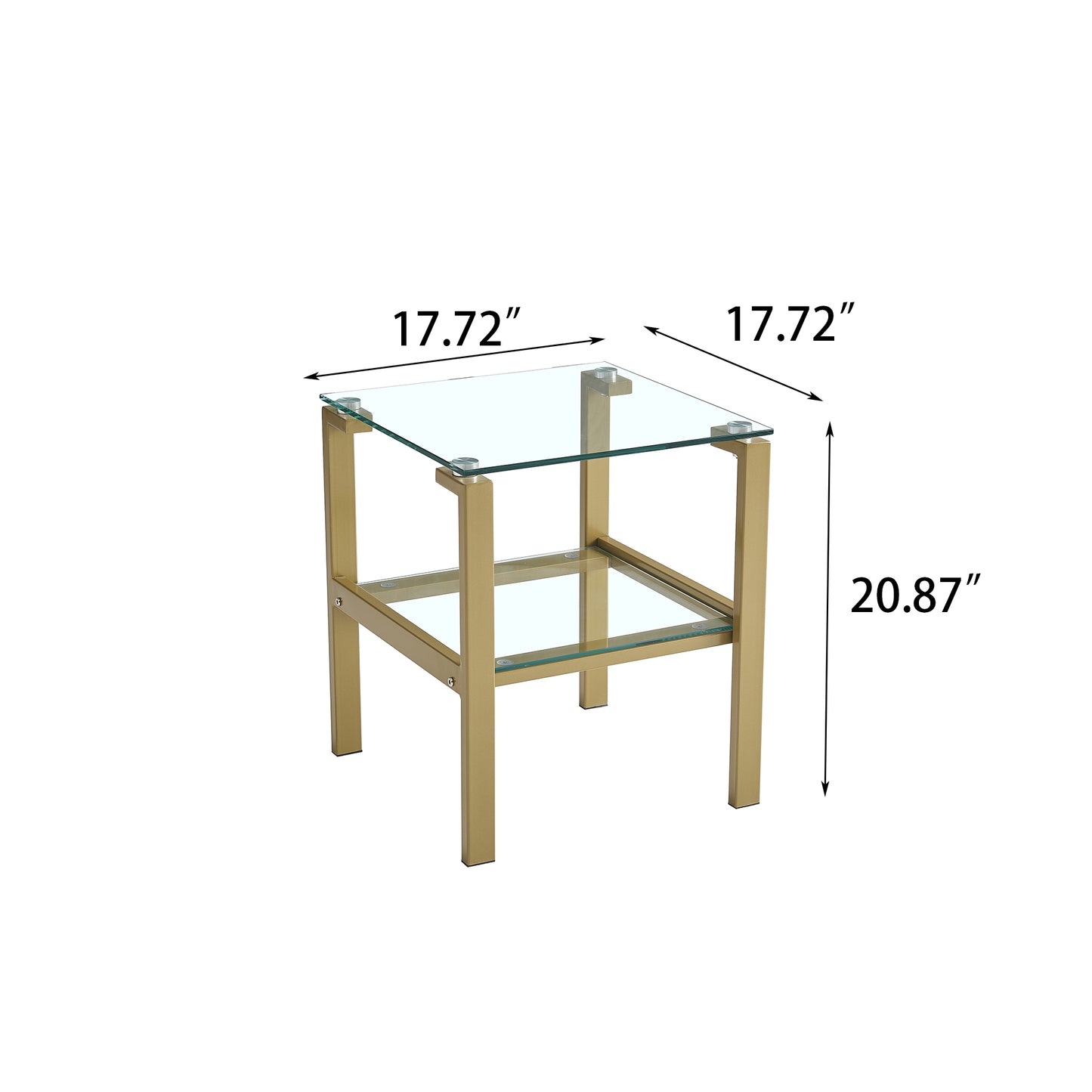 Clear Glass Side & End Table with Gold Legs; Tempered Glass Night Stand Corner Table - Modern Design, Sturdy Construction, Gold Accents, Versatile Use - 220 letters