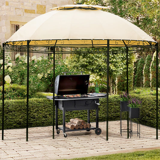 Outdoor Patio Dome Gazebo: U-style Steel Fabric Soft Top with Removable Curtains - Round, Stylish, and Spacious.