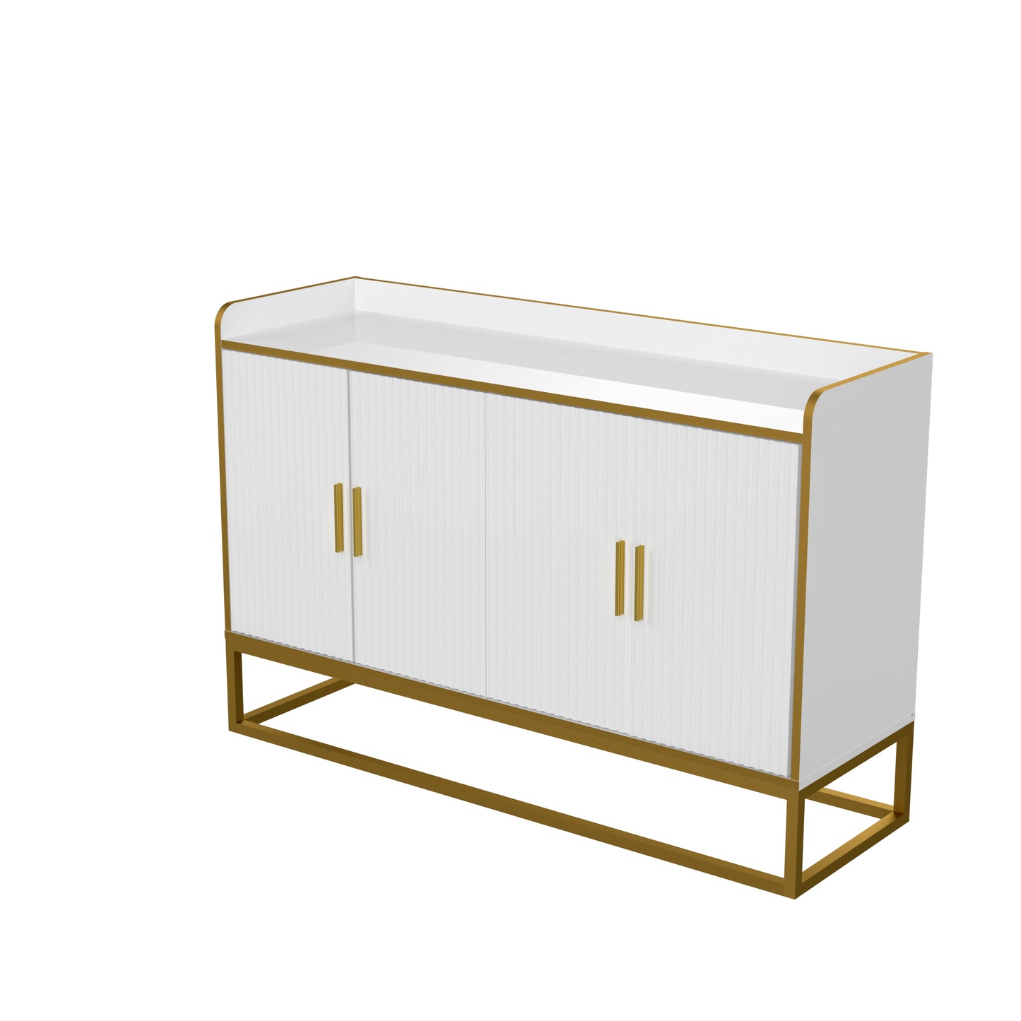 Modern Kitchen Buffet Storage Cabinet Cupboard - White Gloss with Metal Legs - Ideal for Living Room and Kitchen - Sleek Design - Various Sizes Available