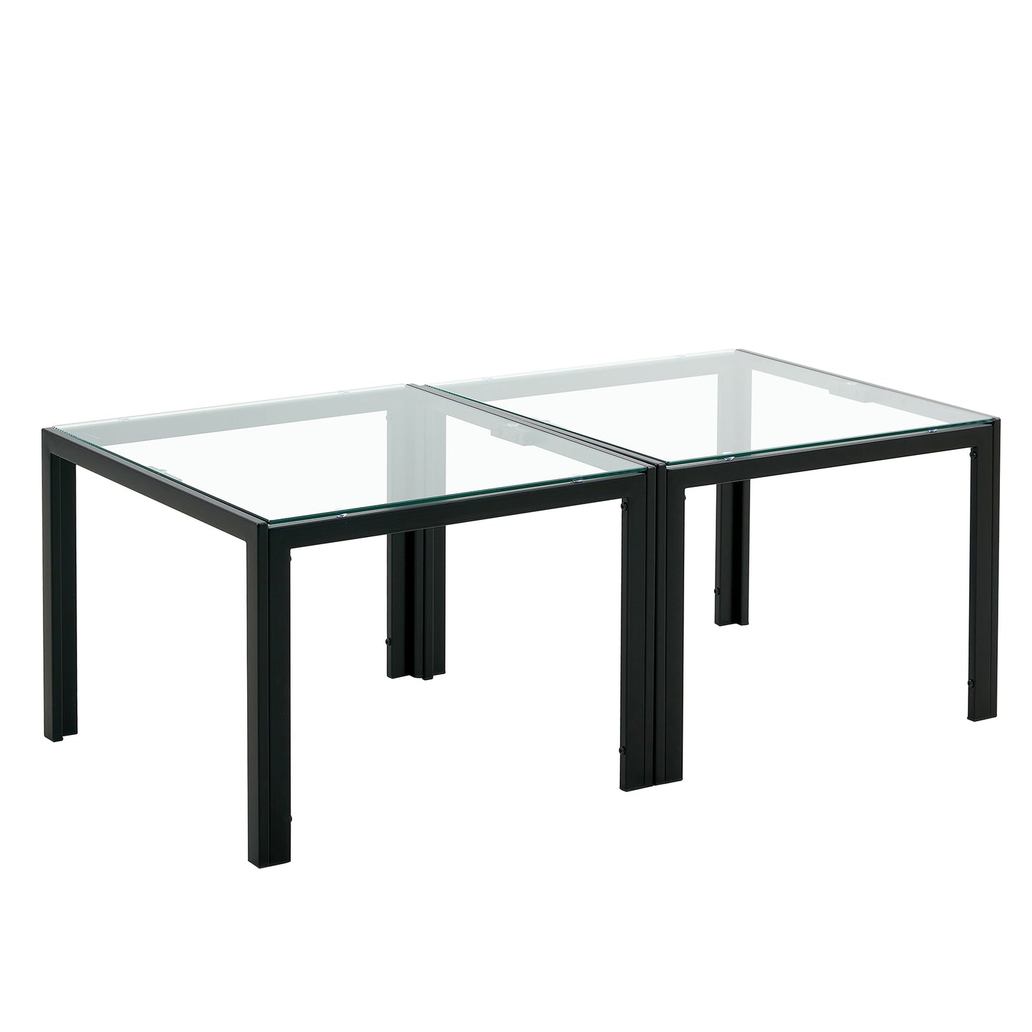 Coffee Table Set of 2, Square Modern Tempered Glass Finish for Living Room, Transparent - Stylish and Versatile Furniture for Contemporary Homes