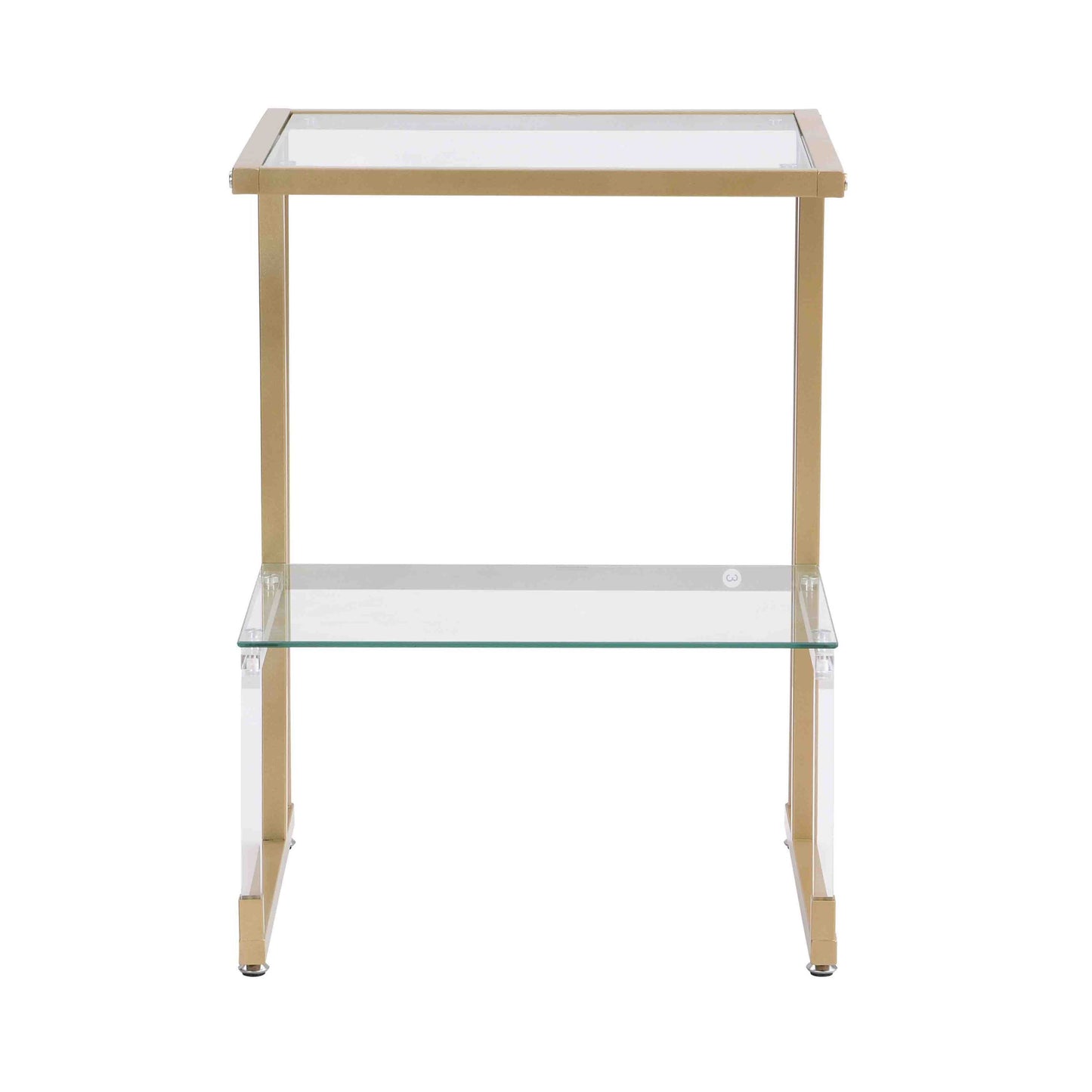 2-Tier Acrylic Glass End Table for Living Room&Bedroom - Stylish and Functional Side Table with Golden Finish, Perfect for Any Décor