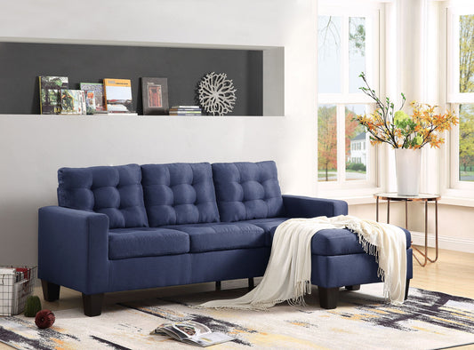 Elegant Earsom Sectional Sofa with Reversible Chaise, Blue Linen - Perfect for Stylish Living Spaces (Size: 56650)