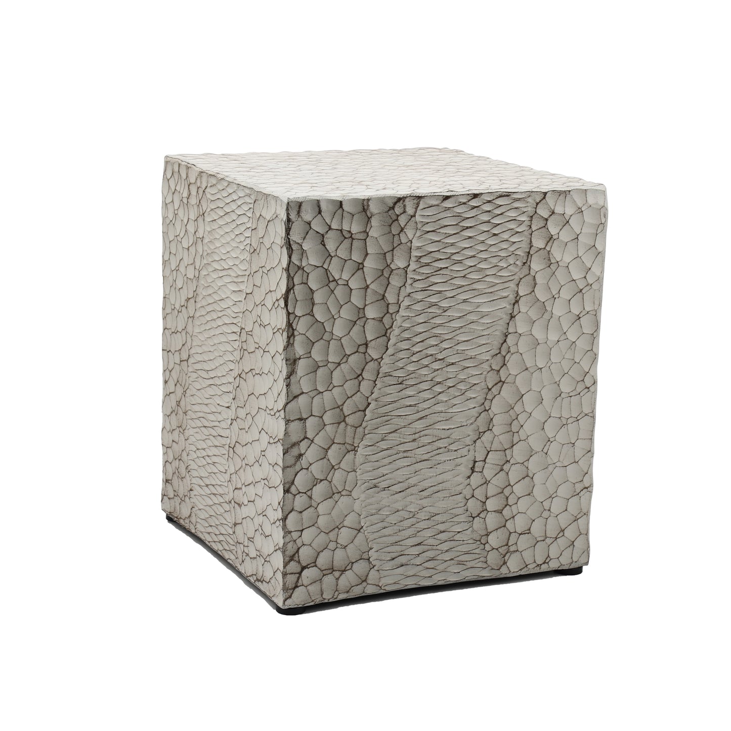 Outdoor Faux Wood Stump Side Table - Coffee/End/Accent Table Square White - Durable & Stylish Furniture Piece for Your Outdoor Space.