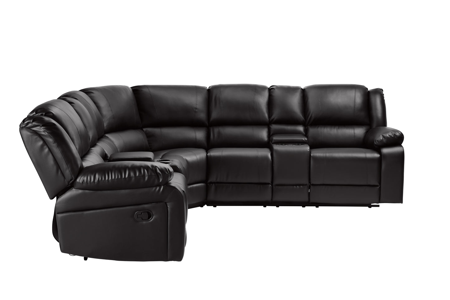 Motion Sofa Black - Reclining, Comfortable, and Stylish Seating Solution - Luxurious Faux Leather Upholstery - Generous Size for Ultimate Relaxation - W223S00028