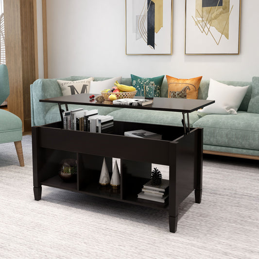 Lift Top Coffee Table - Black: Modern Design, Adjustable Height, Spacious Storage, Sturdy Construction, Elegant Finish