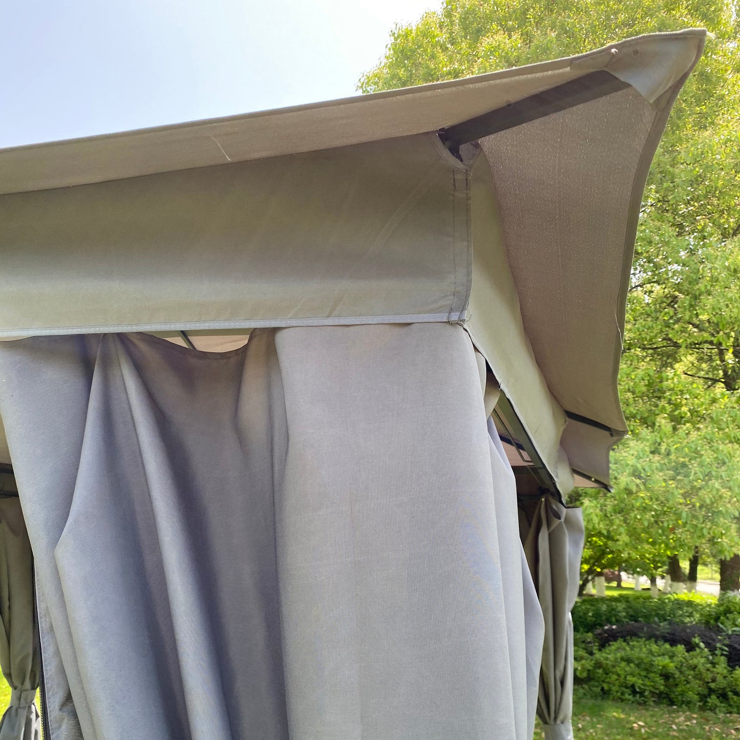 10x10 Ft Outdoor Patio Garden Gazebo Tent, Canopy with Curtains - Gray, Outdoor Shading for Relaxation and Entertainment