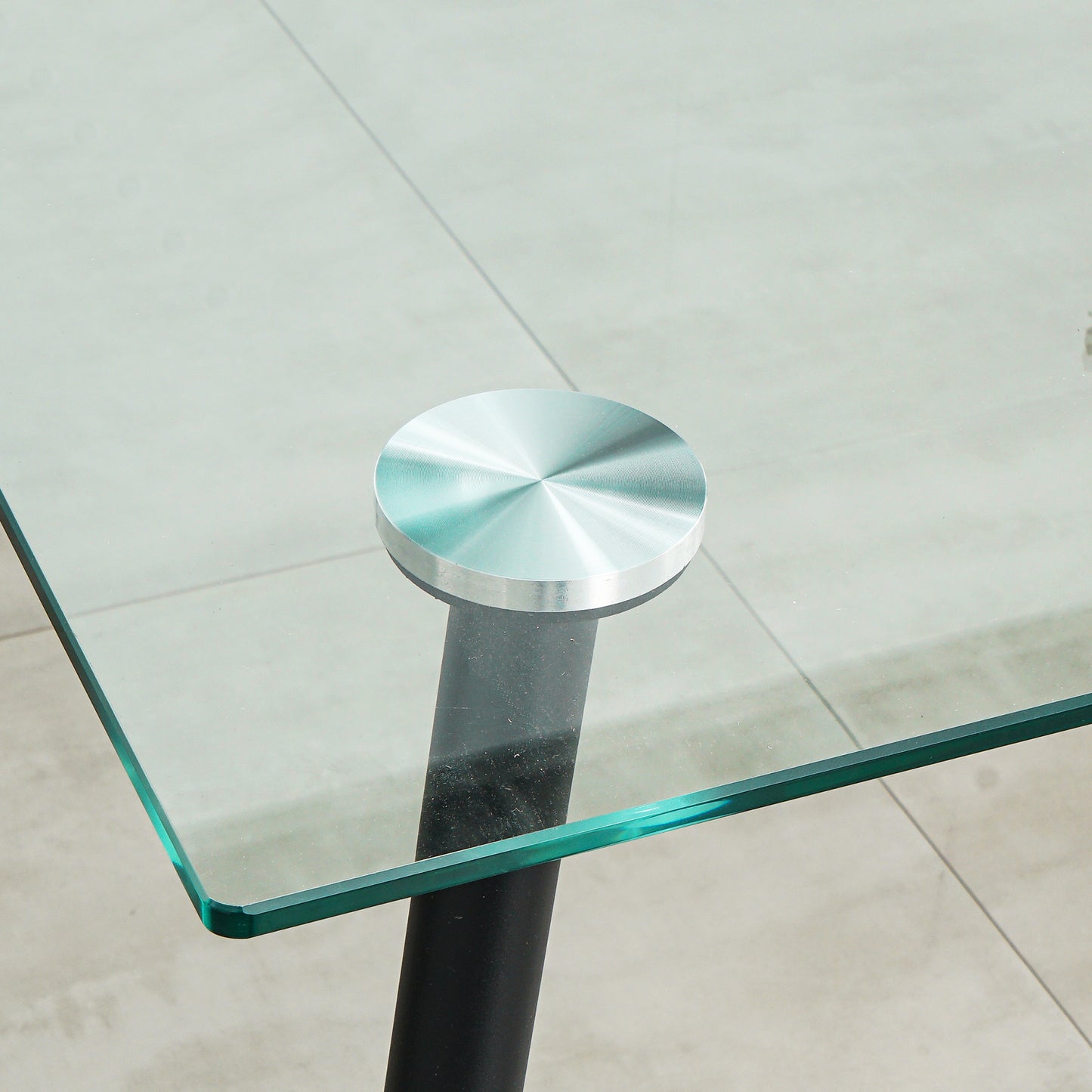 Kitchen Dining Room Table - 10mm Clear Glass, Black Metal Legs - Modern Design, Transparent Surface - 220 Letters